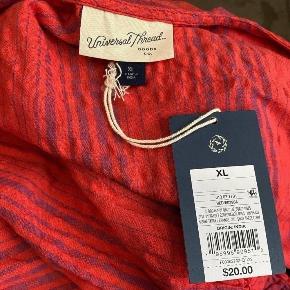 Universal Thread XL Red Purple Striped Flutter Sleeve Wrap Crop Top NWT - Picture 6 of 7